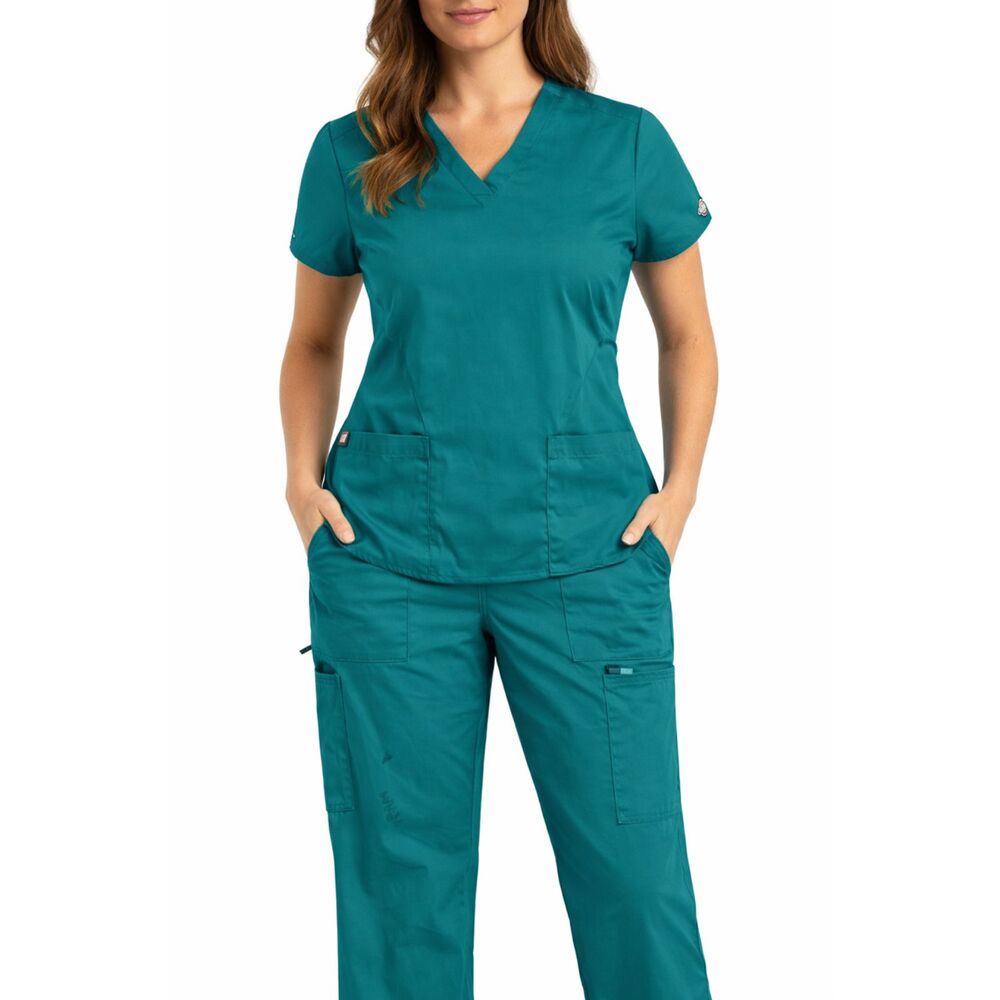 Dickies EDS Essentials Scrub Set Medium Teal Blue Medical Nurse Uniform